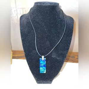 Marian Fieldson dichroic glass bead necklace with sterling silver accents NWT